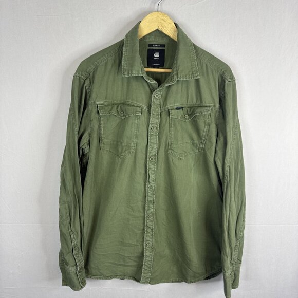 G-Star Raw ARC 3D Slim Fit Military Green Button Up Shirt Men’s XL - Picture 1 of 7